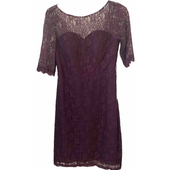 JJs house dress A-Line/Princess Scoop Neck Knee-Length Lace Color Grape Sz  12